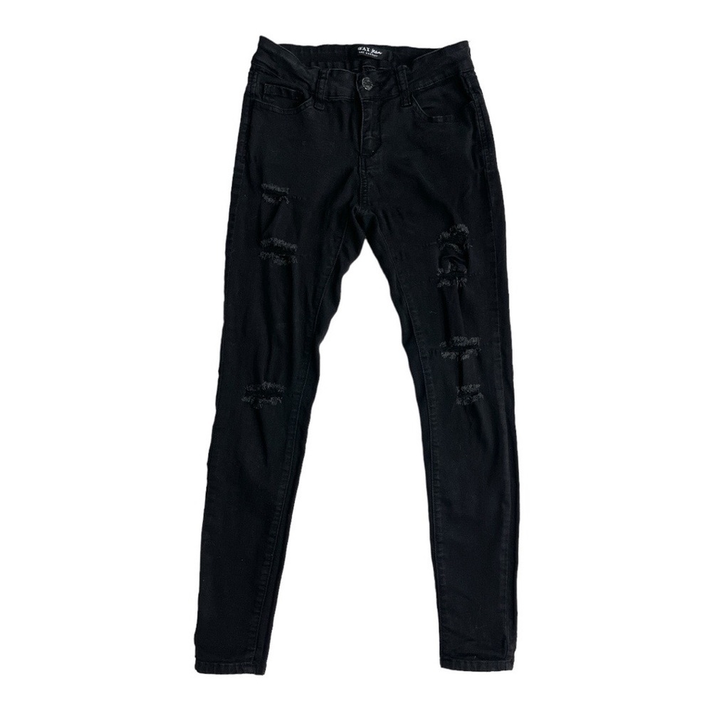 Wax Jean black distressed high waisted jeans, 5